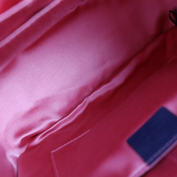 GUCCI GG Marmont Backpack Daypack 476671 Denim Leather Blue Quilted Fake Pearl - Picture 9 of 9